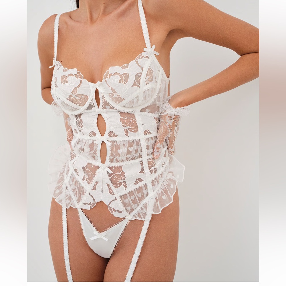 For Love And Lemons White Lace Bra Set